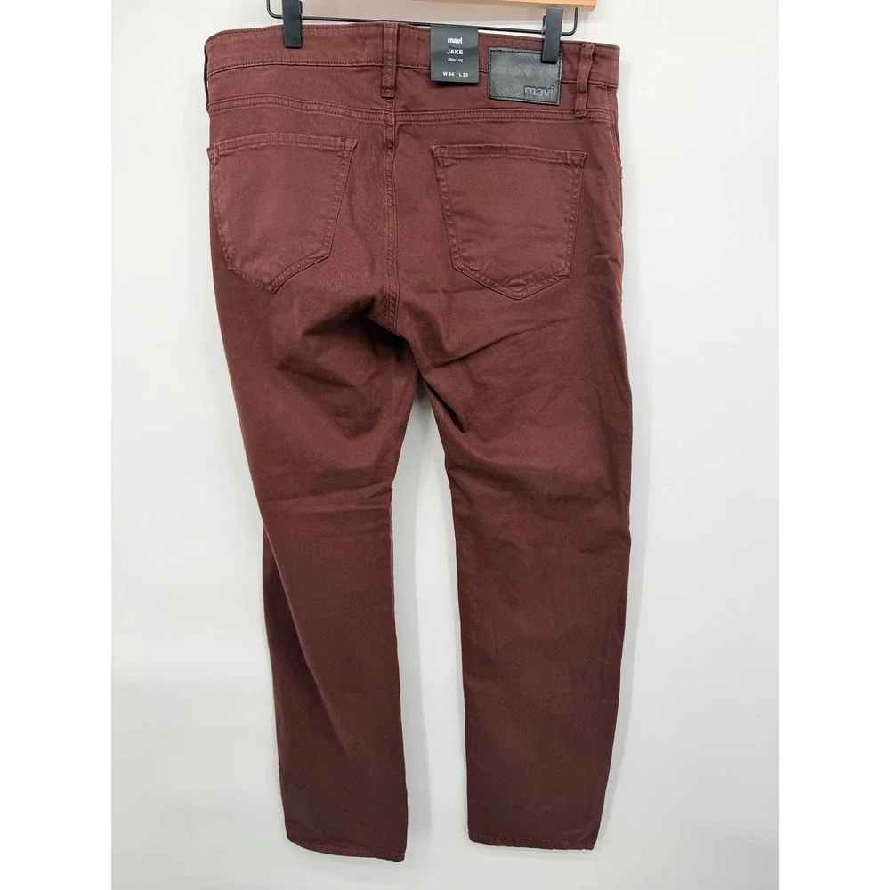 Mavi Jake Slim Leg Pants Mens 34x32 Brick Twill NWT Red Brown Jeans